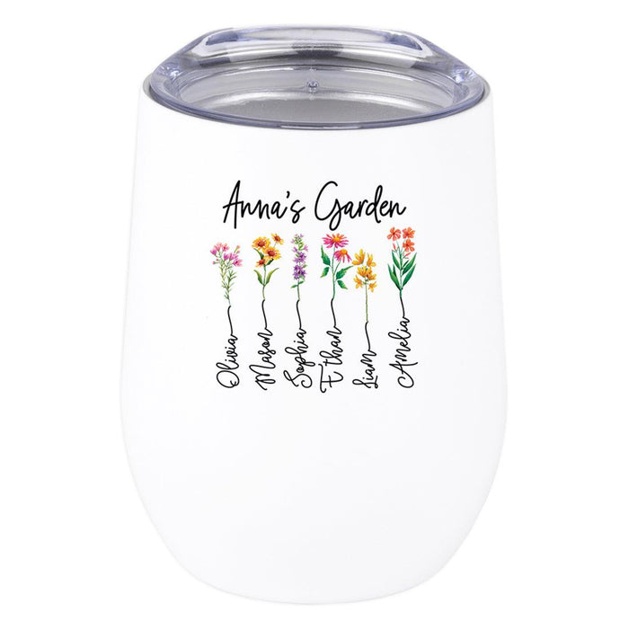 Custom Mother's Day Wine Tumbler with Lid 12oz Stemless Stainless Steel Insulated-Set of 1-Andaz Press-EST. Mom-