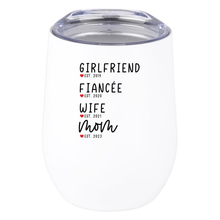 Custom Mother's Day Wine Tumbler with Lid 12oz Stemless Stainless Steel Insulated, Mom Custom Names | Andaz Press