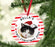 Custom My First Christmas Cat Photo Ornament 20XX, 3.5" Round Metal Ornament, for Cat Lovers-Set of 1-Andaz Press-Candy Cane Striped First Christmas-