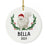 Custom Name Cat Ornament 20xx Round Porcelain Cat with Holly Wreath for Cat Lovers-Set of 1-Andaz Press-Persian with Holly Wreath-