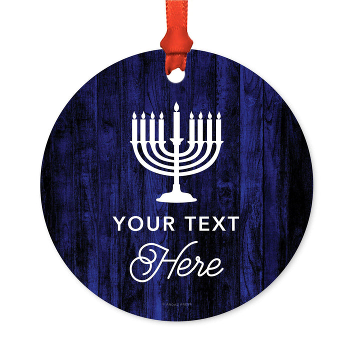 Custom Name Hanukkah Metal Ornament, Our First Hanukkah, Includes Ribbon and Gift Bag-Set of 1-Andaz Press-Baby Custom-