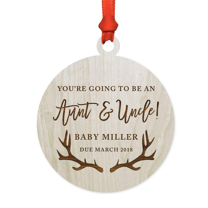 Custom Name Laser Engraved Wood Christmas Ornament, Deer Antlers-Set of 1-Andaz Press-Quinceañera-