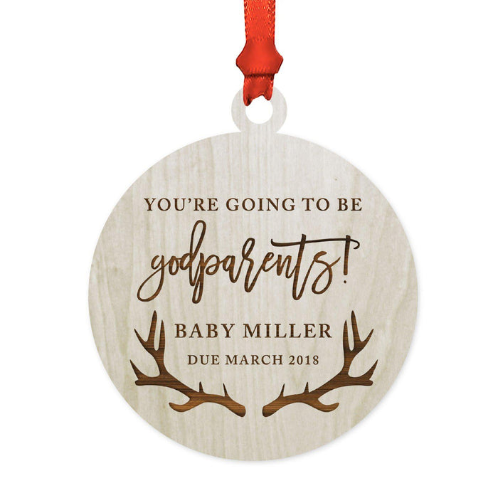 Custom Name Laser Engraved Wood Christmas Ornament, Deer Antlers-Set of 1-Andaz Press-Quinceañera-