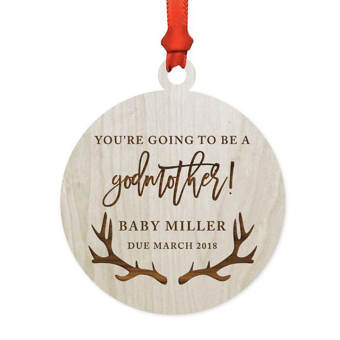 Custom Name Laser Engraved Wood Christmas Ornament, Deer Antlers-Set of 1-Andaz Press-Quinceañera-