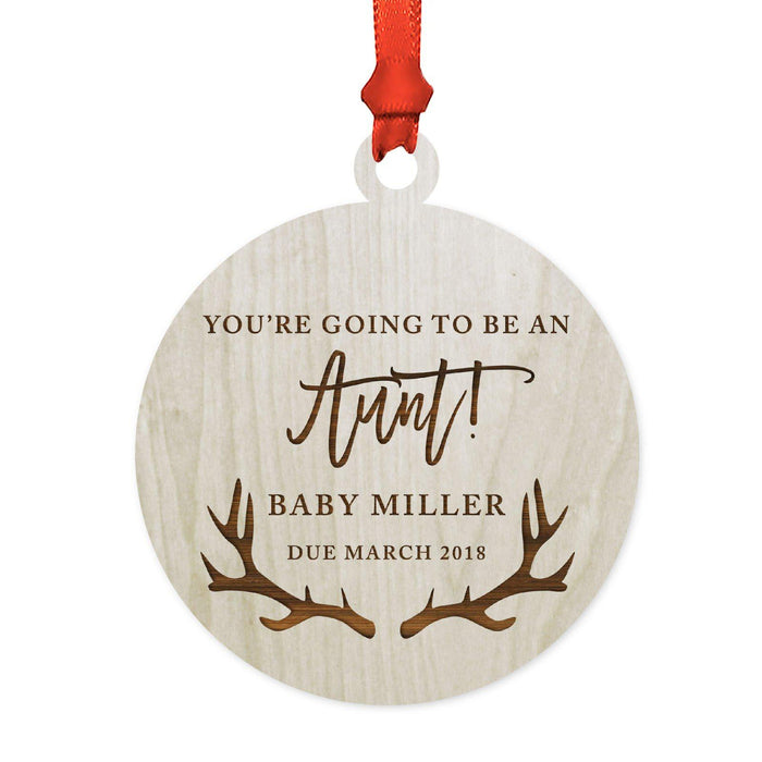 Custom Name Laser Engraved Wood Christmas Ornament, Deer Antlers-Set of 1-Andaz Press-Quinceañera-