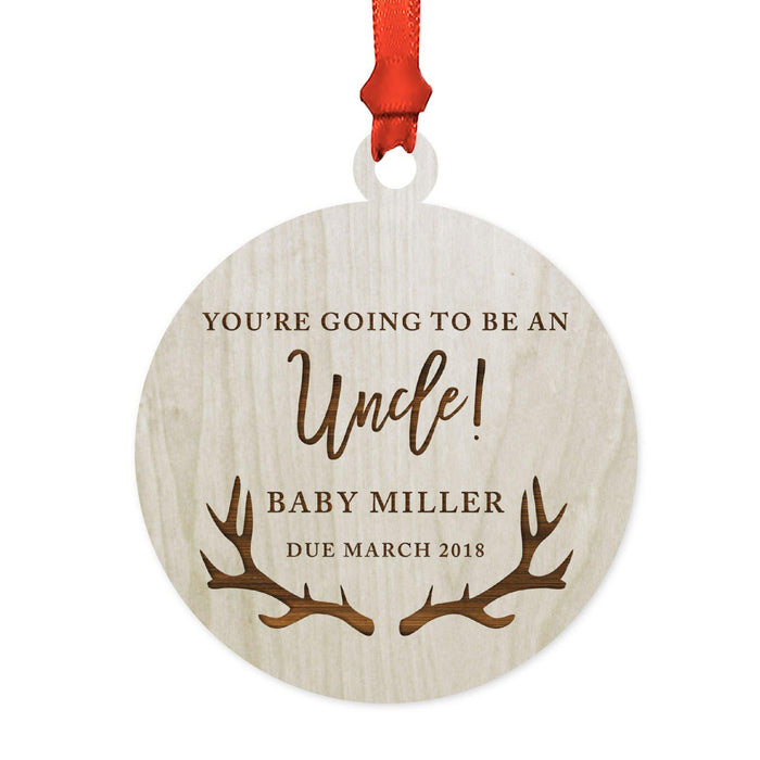 Custom Name Laser Engraved Wood Christmas Ornament, Deer Antlers-Set of 1-Andaz Press-Quinceañera-