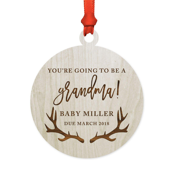 Custom Name Laser Engraved Wood Christmas Ornament, Deer Antlers-Set of 1-Andaz Press-Quinceañera-