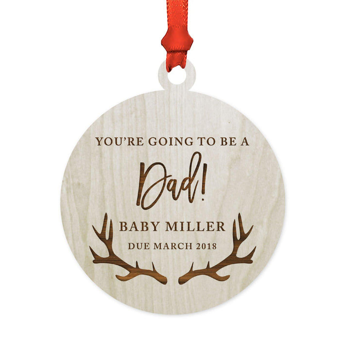 Custom Name Laser Engraved Wood Christmas Ornament, Deer Antlers-Set of 1-Andaz Press-Quinceañera-