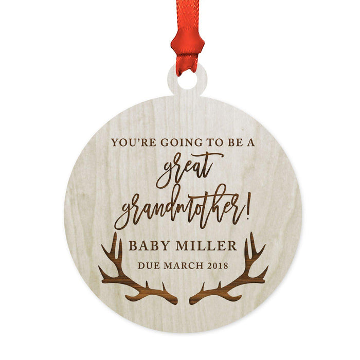 Custom Name Laser Engraved Wood Christmas Ornament, Deer Antlers-Set of 1-Andaz Press-Quinceañera-