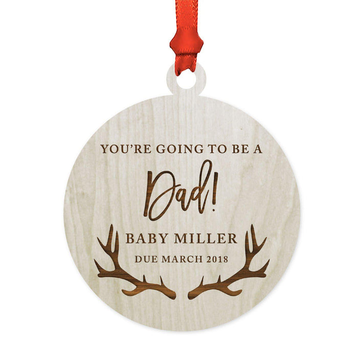 Custom Name Laser Engraved Wood Christmas Ornament, Deer Antlers-Set of 1-Andaz Press-Dad Going To Be-