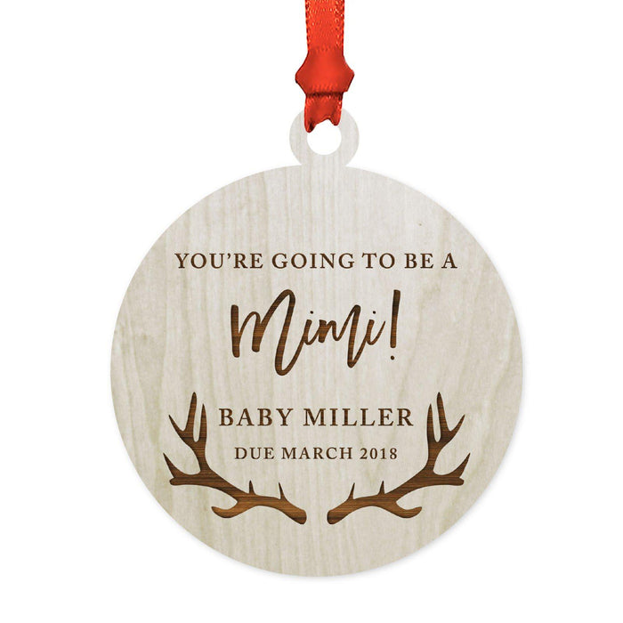 Custom Name Laser Engraved Wood Christmas Ornament, Deer Antlers-Set of 1-Andaz Press-Grandma Mimi Going To Be-