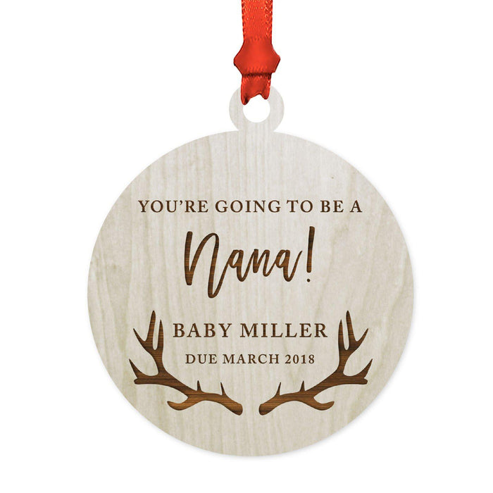 Custom Name Laser Engraved Wood Christmas Ornament, Deer Antlers-Set of 1-Andaz Press-Grandma Nana Going To Be-
