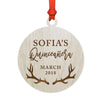 Custom Name Laser Engraved Wood Christmas Ornament, Deer Antlers-Set of 1-Andaz Press-Quinceañera-