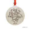 Custom Name Laser Engraved Wood Christmas Ornament, First Christmas as Mr. & Mrs. Year-Set of 1-Andaz Press-Mr. & Mrs-