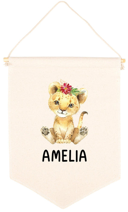 Custom Name Nursery Canvas Tapestry Wall Hanging Banner-Set of 1-Andaz Press-Custom Name Heart-