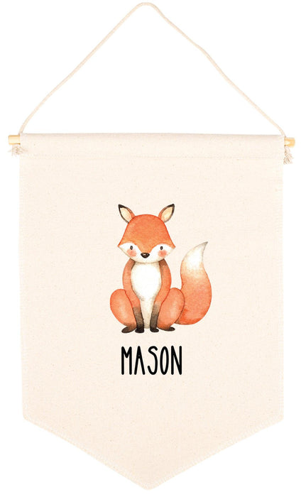 Custom Name Nursery Canvas Tapestry Wall Hanging Banner-Set of 1-Andaz Press-Custom Name Heart-