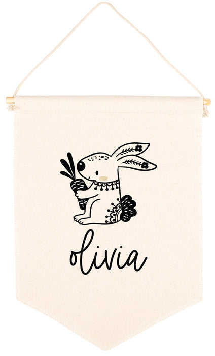 Custom Name Nursery Canvas Tapestry Wall Hanging Banner-Set of 1-Andaz Press-Custom Name Heart-