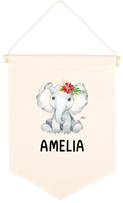 Custom Name Nursery Canvas Tapestry Wall Hanging Banner-Set of 1-Andaz Press-Custom Name Heart-