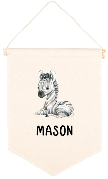 Custom Name Nursery Canvas Tapestry Wall Hanging Banner-Set of 1-Andaz Press-Custom Name Heart-