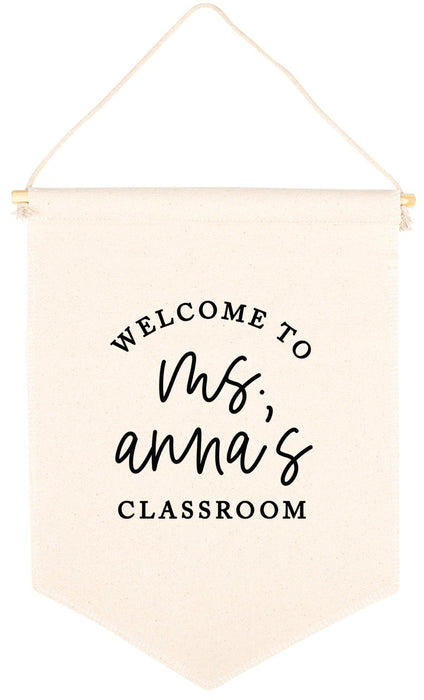 Custom Name Nursery Canvas Tapestry Wall Hanging Banner-Set of 1-Andaz Press-Custom Name Classroom-
