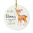 Custom Name Round Ceramic Christmas Ornament, Baby Keepsake Collectible Gift, Woodland Deer Laurels Florals-Set of 1-Andaz Press-Custom Name-