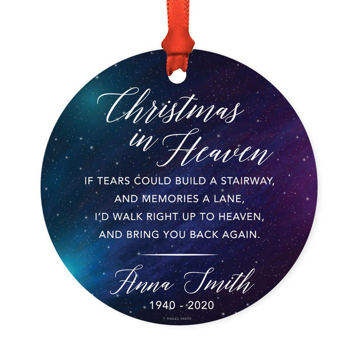Custom Name Round Metal Keepsake Memorial Ornament, Your Wings Were Ready, My Heart Was Not-Set of 1-Andaz Press-Heaven-