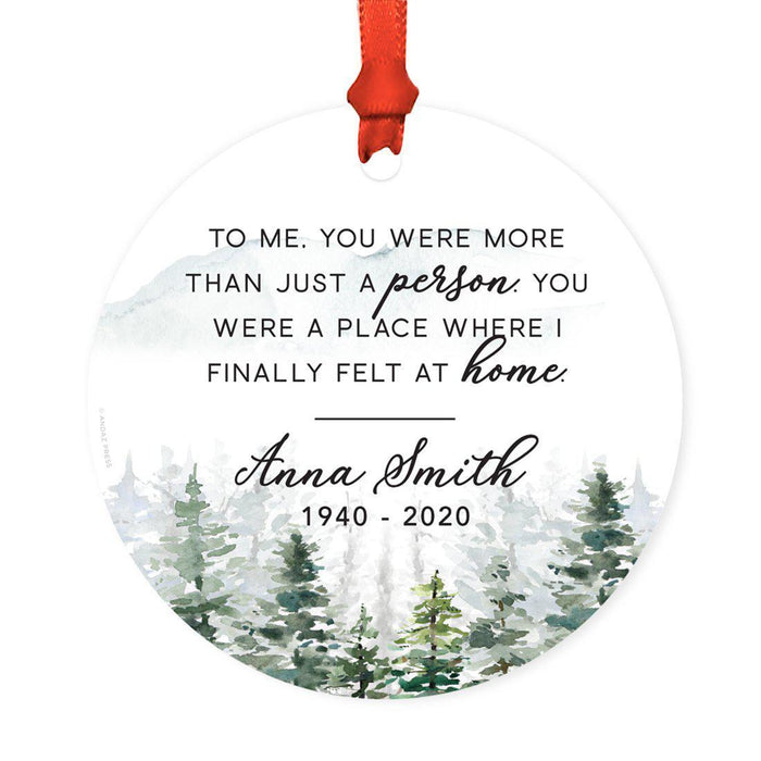 Custom Name Round Metal Keepsake Memorial Ornament, Your Wings Were Ready, My Heart Was Not-Set of 1-Andaz Press-Mountains-