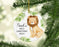 Custom Name Round Porcelain Baby's Christmas Tree Ornament Gift, Watercolor Lion-Set of 1-Andaz Press-Baby First Christmas Custom-