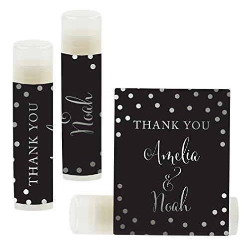 Custom Name Wedding Party Lip Balm Party Favors, Thank You, Bride & Groom-Set of 12-Andaz Press-Faux Gold Glitter Shimmer-