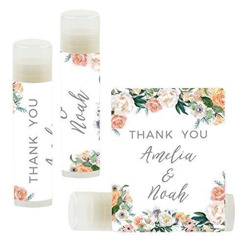 Custom Name Wedding Party Lip Balm Party Favors, Thank You, Bride & Groom-Set of 12-Andaz Press-Faux Gold Glitter Shimmer-