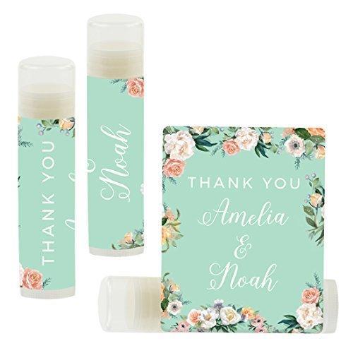 Custom Name Wedding Party Lip Balm Party Favors, Thank You, Bride & Groom-Set of 12-Andaz Press-Faux Gold Glitter Shimmer-