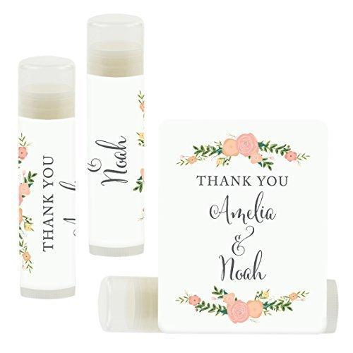 Custom Name Wedding Party Lip Balm Party Favors, Thank You, Bride & Groom-Set of 12-Andaz Press-Faux Gold Glitter Shimmer-