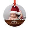 Custom Name and Photo Personalized Christmas Ornament, Rustic Wood, 1st Christmas-Set of 1-Andaz Press-Christmas 1st-