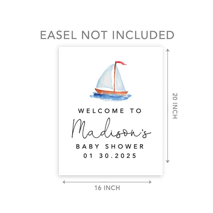 Custom Nautical Baby Shower Canvas Welcome Signs-Set of 1-Andaz Press-Nautical Baby-