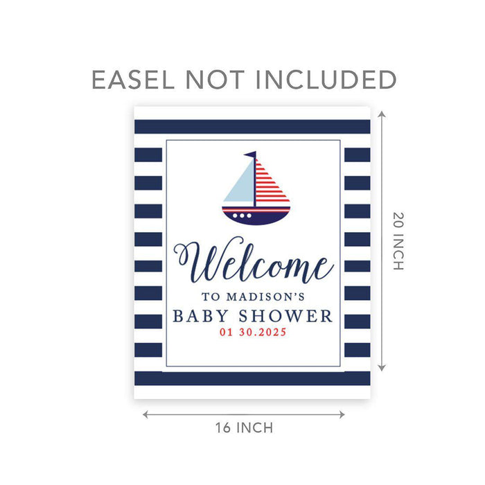 Custom Nautical Baby Shower Canvas Welcome Signs-Set of 1-Andaz Press-Nautical Baby-
