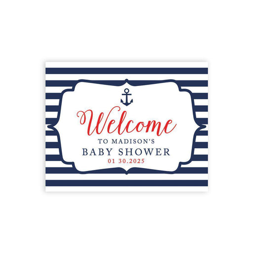 Custom Nautical Baby Shower Canvas Welcome Signs-Set of 1-Andaz Press-Nautical Baby-