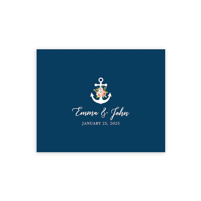 Custom Nautical Canvas Wedding Guestbook Welcome Signs-Set of 1-Andaz Press-Nautical Floral Anchor-