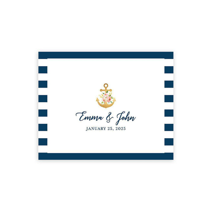 Custom Nautical Canvas Wedding Guestbook Welcome Signs-Set of 1-Andaz Press-Nautical Floral Anchor-