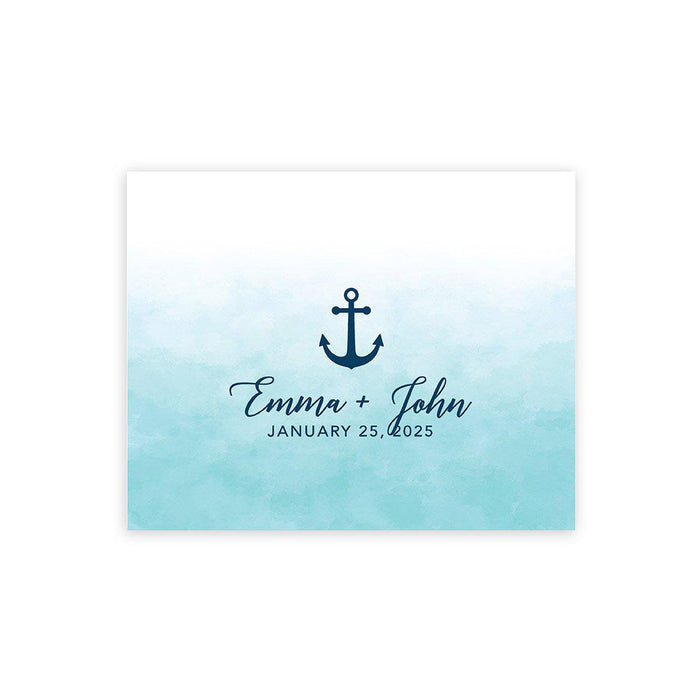 Custom Nautical Canvas Wedding Guestbook Welcome Signs-Set of 1-Andaz Press-Watercolor Nautical Anchor-