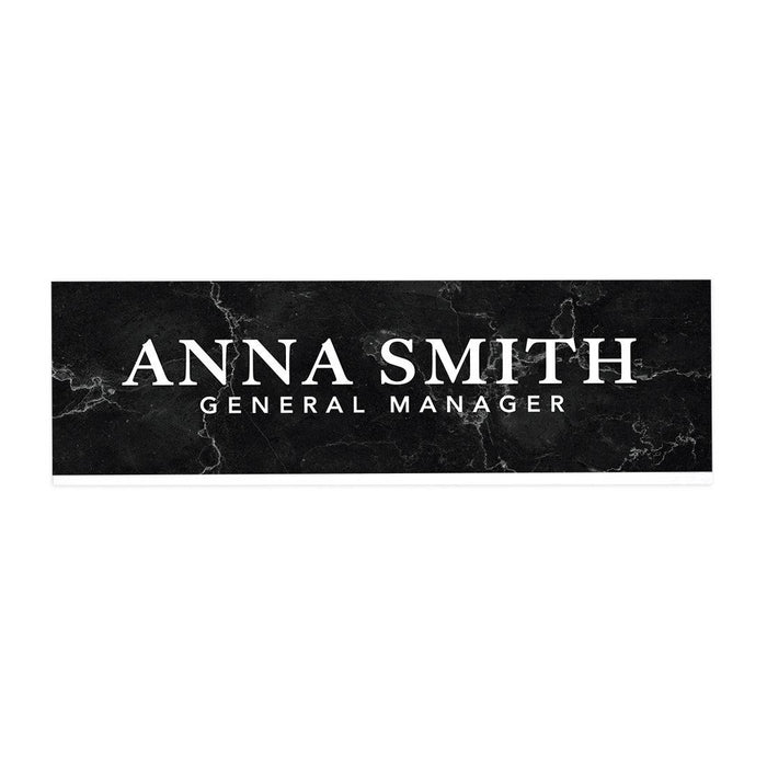 Custom Office Desk Name Plate, Personalized Acrylic Custom Name Title Plate for Home Design 1-Set of 1-Andaz Press-Black Marble-