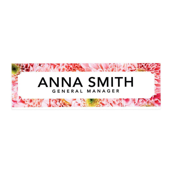 Custom Office Desk Name Plate, Personalized Acrylic Custom Name Title Plate for Home Design 1-Set of 1-Andaz Press-Bloom Border-