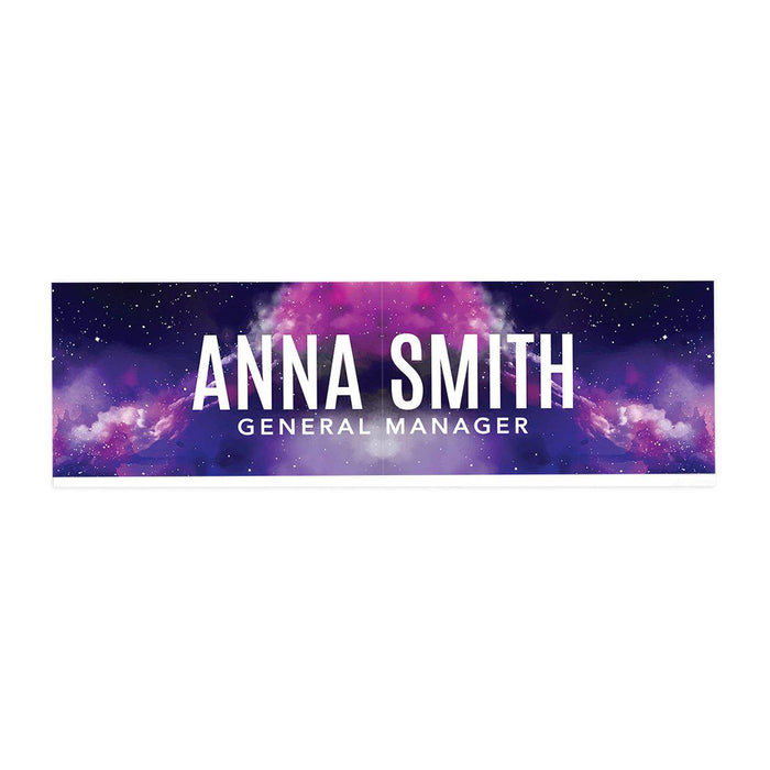 Custom Office Desk Name Plate, Personalized Acrylic Custom Name Title Plate for Home Design 1-Set of 1-Andaz Press-Celestial Design-