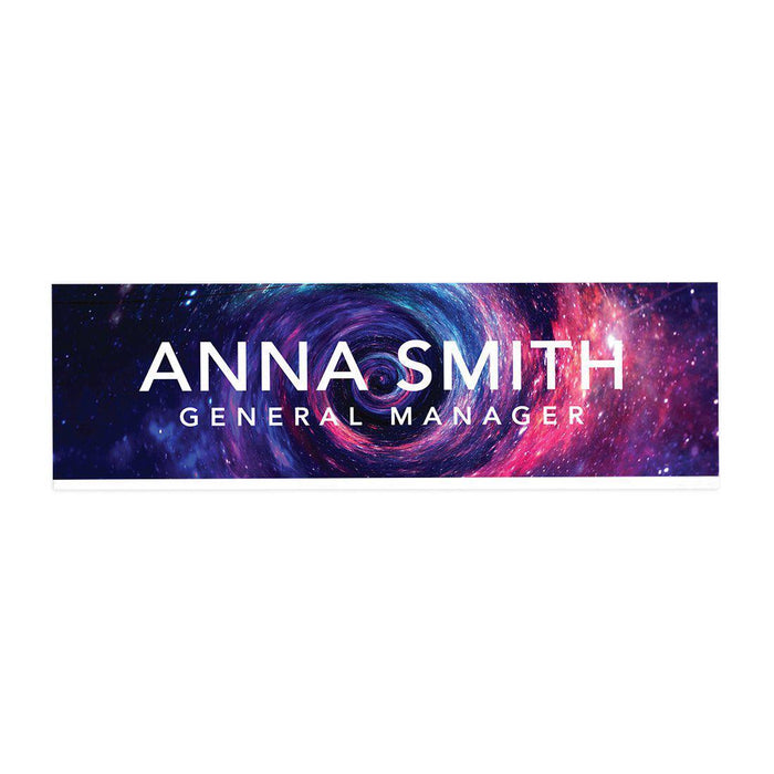 Custom Office Desk Name Plate, Personalized Acrylic Custom Name Title Plate for Home Design 1-Set of 1-Andaz Press-Cosmic Design-