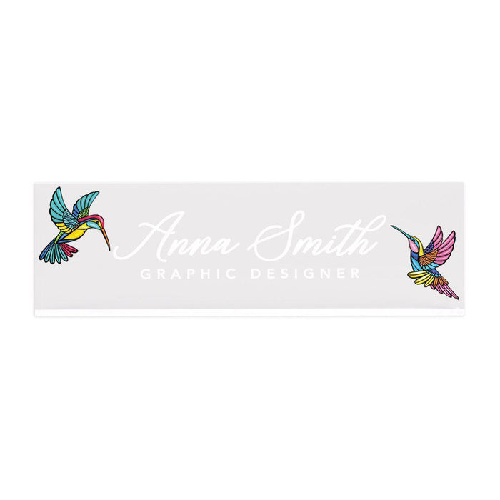 Custom Office Desk Name Plate, Personalized Acrylic Custom Name Title Plate for Home Design 1-Set of 1-Andaz Press-Hummingbirds-