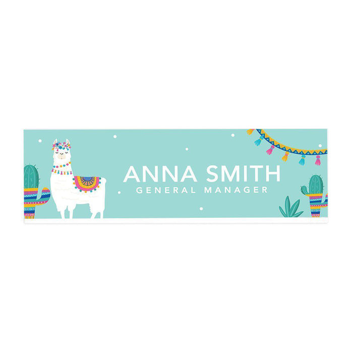 Custom Office Desk Name Plate, Personalized Acrylic Custom Name Title Plate for Home Design 1-Set of 1-Andaz Press-Llama-