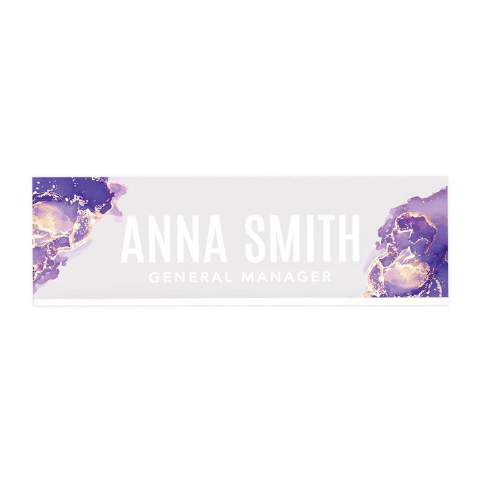 Custom Office Desk Name Plate, Personalized Acrylic Custom Name Title Plate for Home Design 1-Set of 1-Andaz Press-Purple Agate-