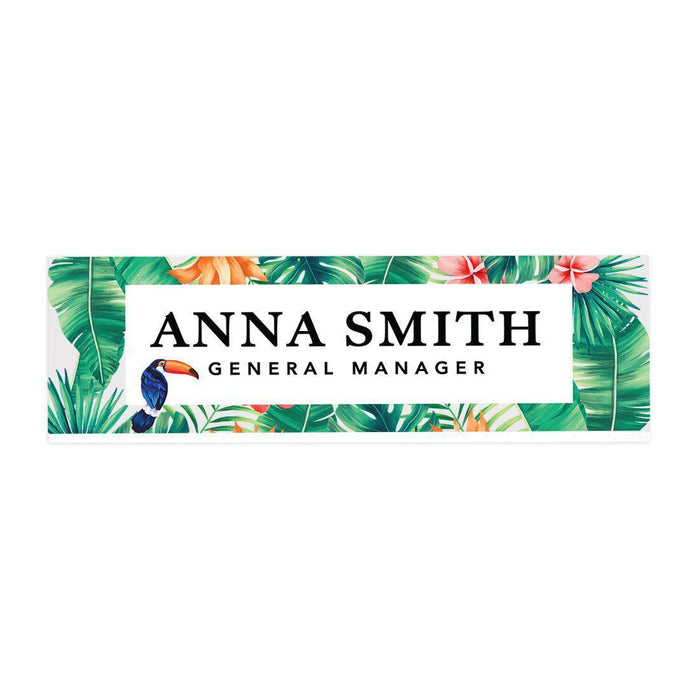 Custom Office Desk Name Plate, Personalized Acrylic Custom Name Title Plate for Home Design 1-Set of 1-Andaz Press-Tropical Vibes-