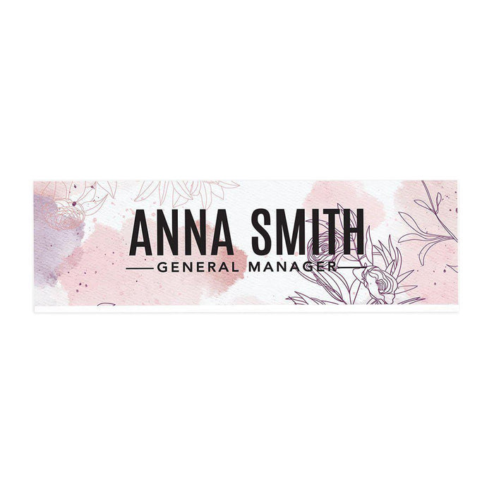 Custom Office Desk Name Plate, Personalized Acrylic Custom Name Title Plate for Home Design 2-Set of 1-Andaz Press-Abstract Shapes and florals-