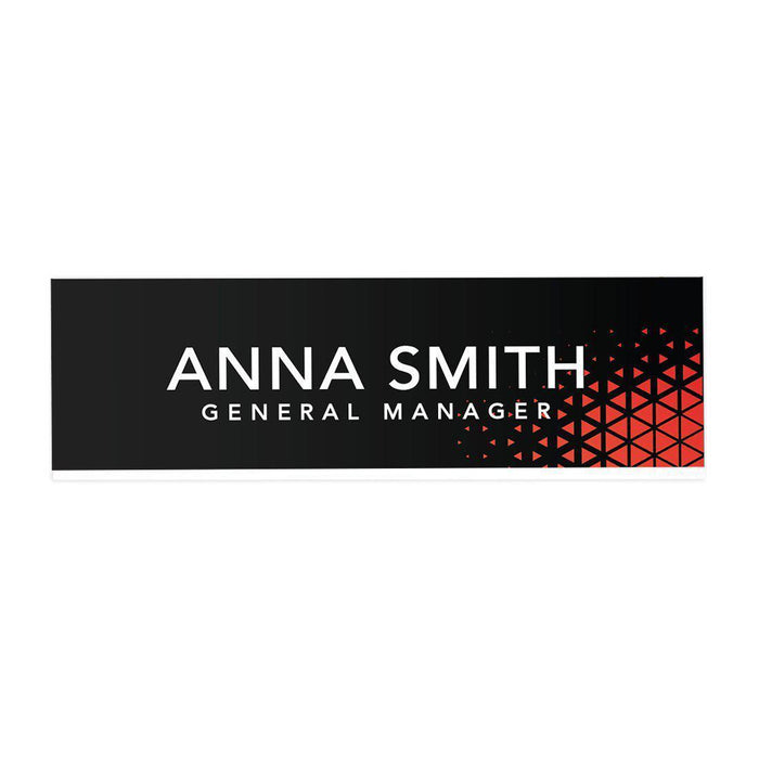 Custom Office Desk Name Plate, Personalized Acrylic Custom Name Title Plate for Home Design 2-Set of 1-Andaz Press-Black Red Triangle Design-