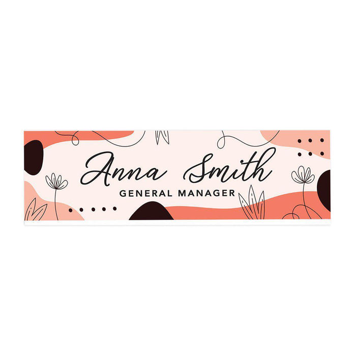 Custom Office Desk Name Plate, Personalized Acrylic Custom Name Title Plate for Home Design 2-Set of 1-Andaz Press-Coral Abstract Shape Design-
